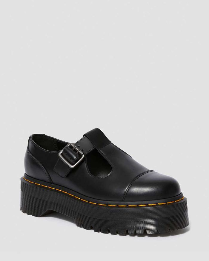 Dr Martens Mary Janes Dame Svart Bethan Polished Smooth Læder Platform & 6941KLAFD